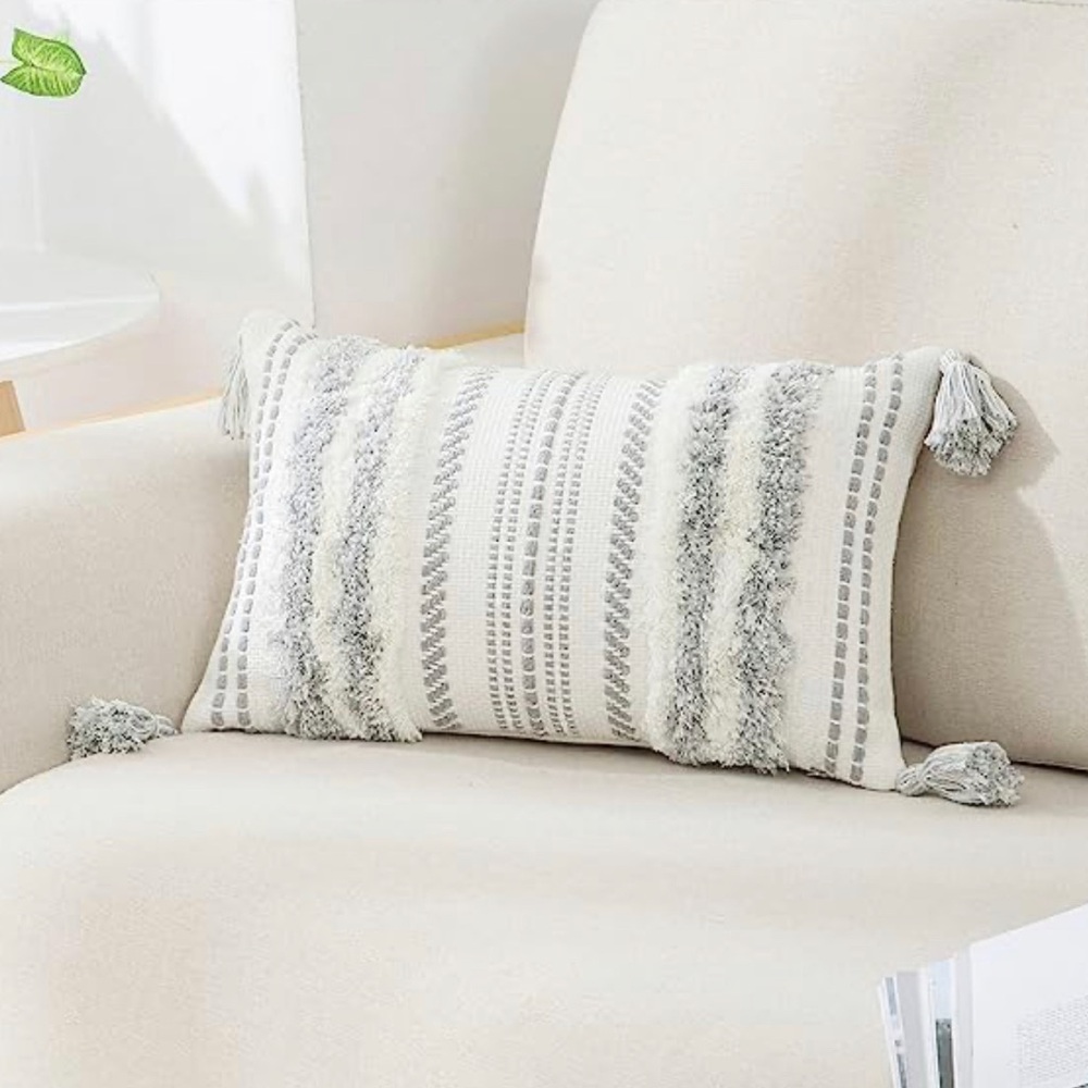 Decor Uhome Boho Lumbar Pillow Cover with Miulee Pillow Inserts 12x20 inch
